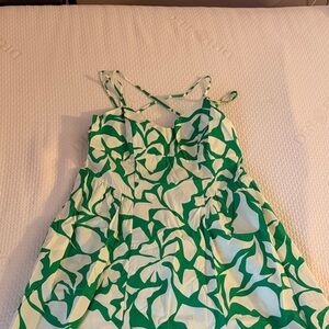 a new day Women’s Green and White Printed Cotton Midi Sundress